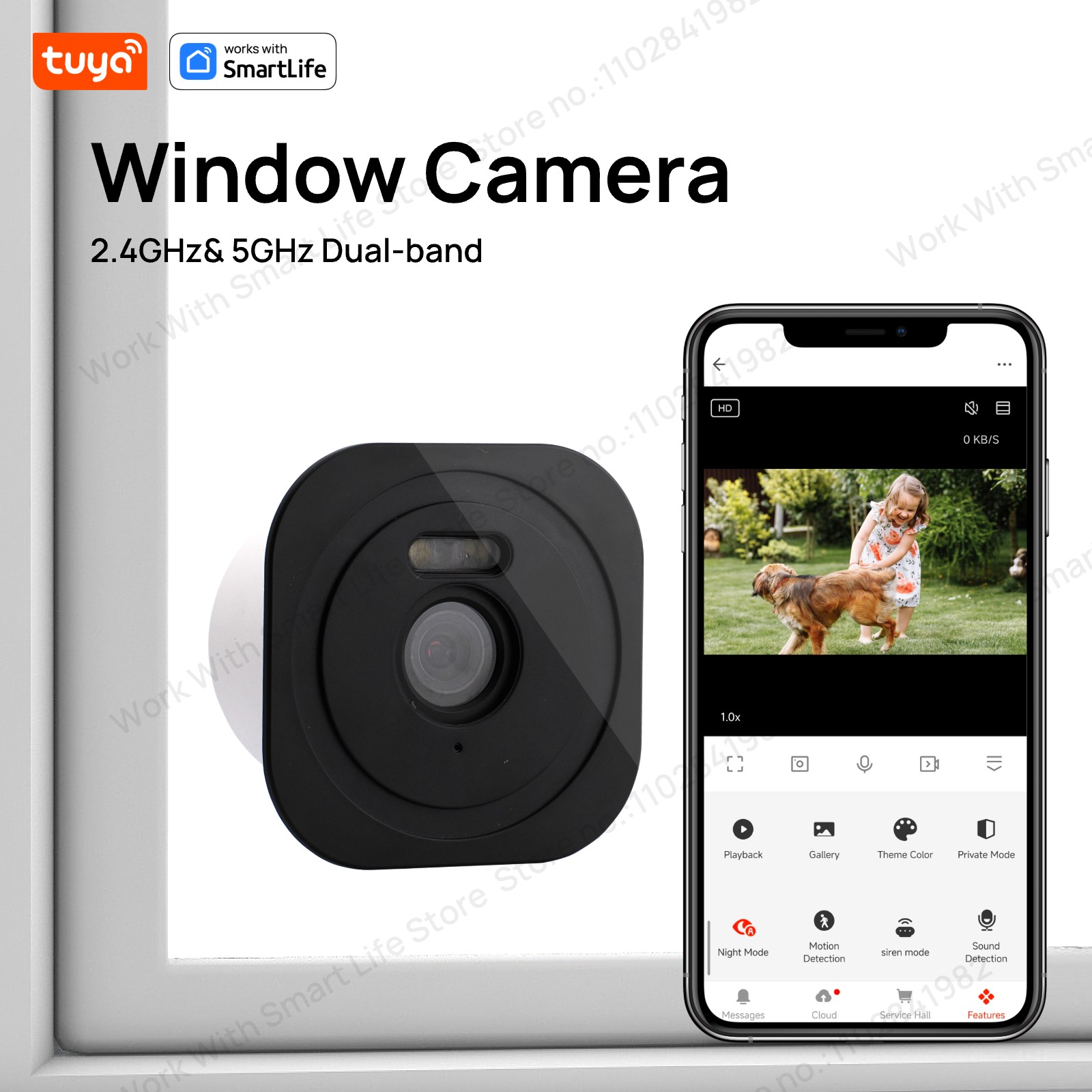 Smart Home Os - 3-мегапиксельная оконная камера 2K Tuya, внутренние