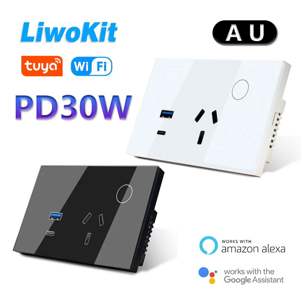 Smart Home Or Smart Home - LiwoKit AU Tuya Wi-Fi Настенная розетка