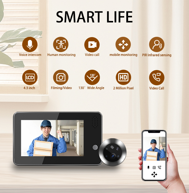 Wifi Doorbell Camera - 4,3-дюймовый Wi-Fi видеодомофон Tuya Smartlife с