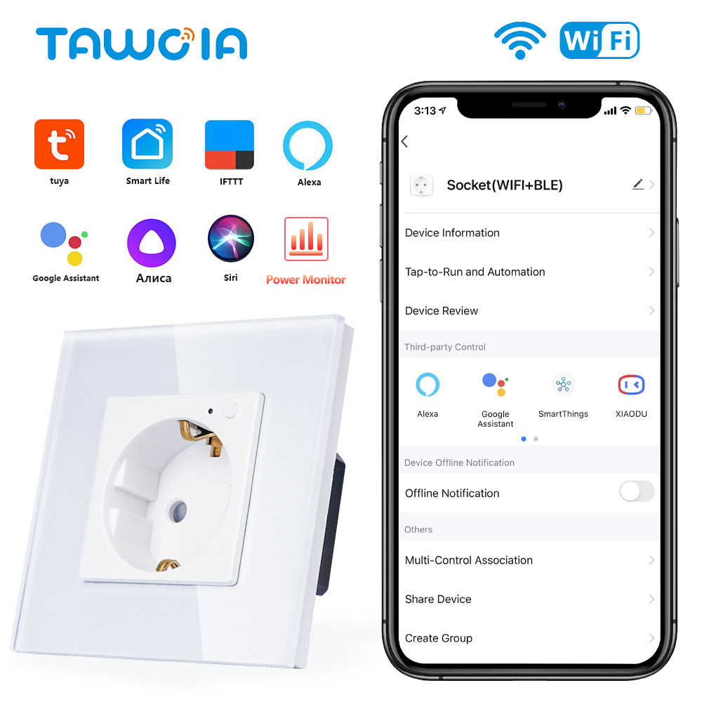 Smart Home Elements - TAWOIA Wifi Настенная розетка Стандарт ЕС
