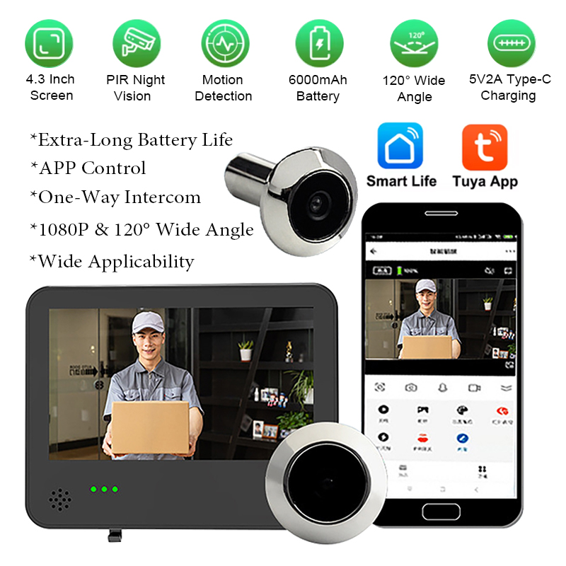 Wifi Doorbell Camera - Умный видеодомофон Tuya с Wi-Fi, экран