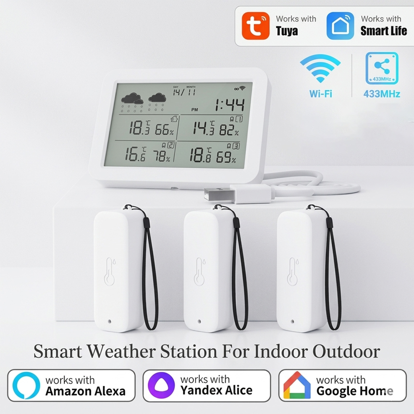 Smart Home Elements - Метеостанция Tuya WiFi+RF433, умный датчик температуры